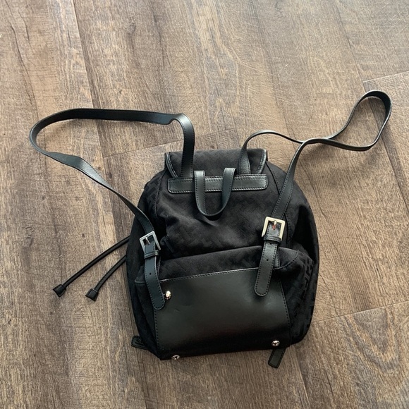 Talbots Black Flap Close Small Backpack Bag Leather - Picture 9 of 13